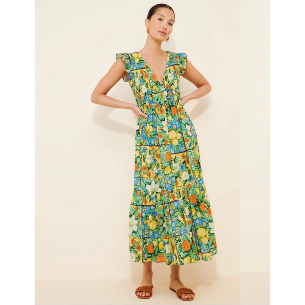 Anthropologie Peregrine Flutter Sleeve Midi Dress Size Large